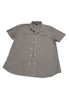 Stitch Note Black & White Check Short-Sleeve Button-Down Shirt